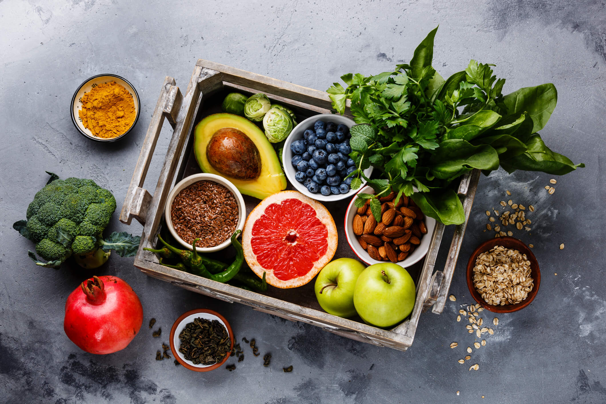 Fruits and vegetables on a table