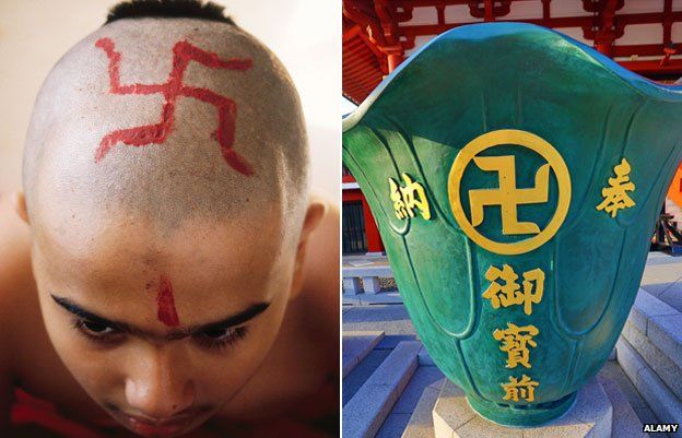 Indian boy with swastika on head, and vase at Sensoji Asakusa Kannon Temple, Tokyo, Japan