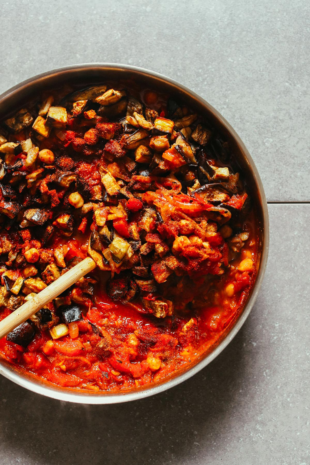 moroccan spiced roasted eggplant tomato stew