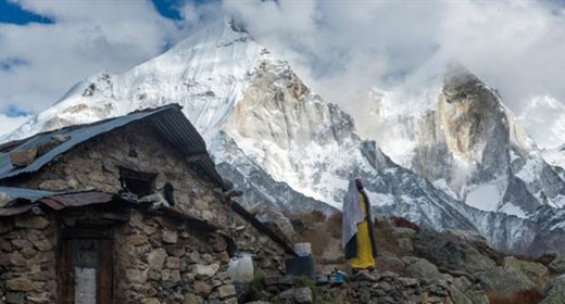a-glacial-spring-high-in-the-Himalayas,-two-thirds-of-the-way-up-Mt.-Shivling-awaken