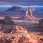 Monument Valley Navajo Tribal Park from Hunts Mesa.-awaken