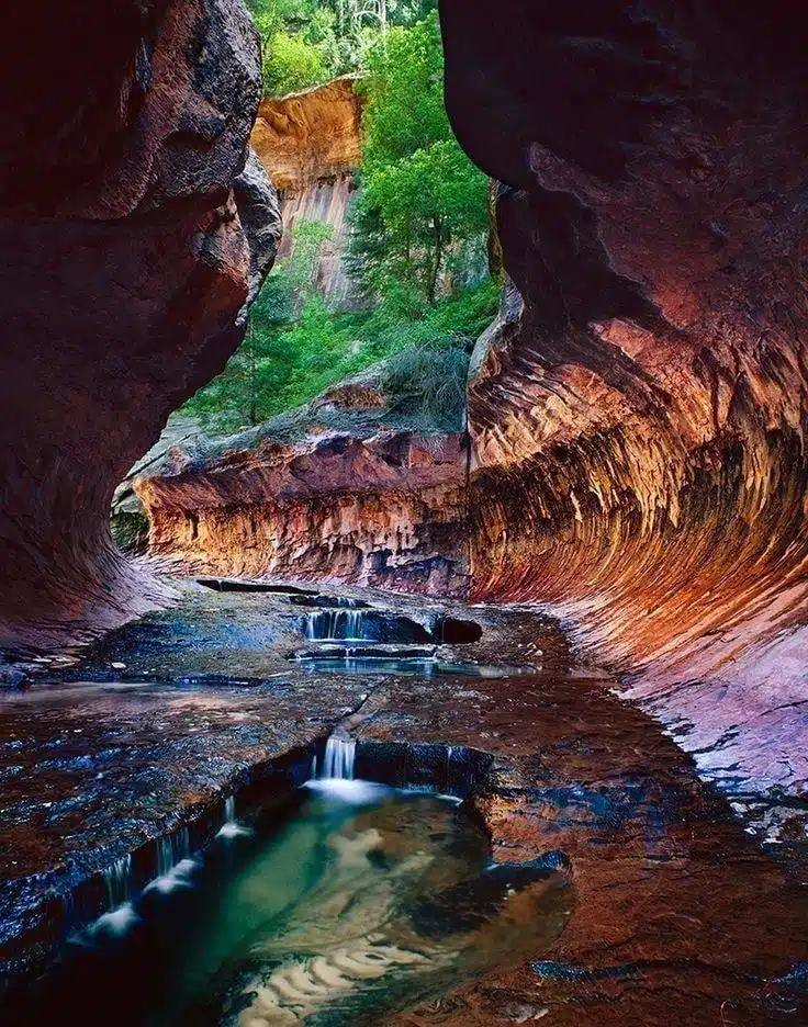 The Subway is a small, uniquely-shaped slot canyon within the Zion Wilderness in Zion National Park in northeastern Washington County, Utah, United States-awaken
