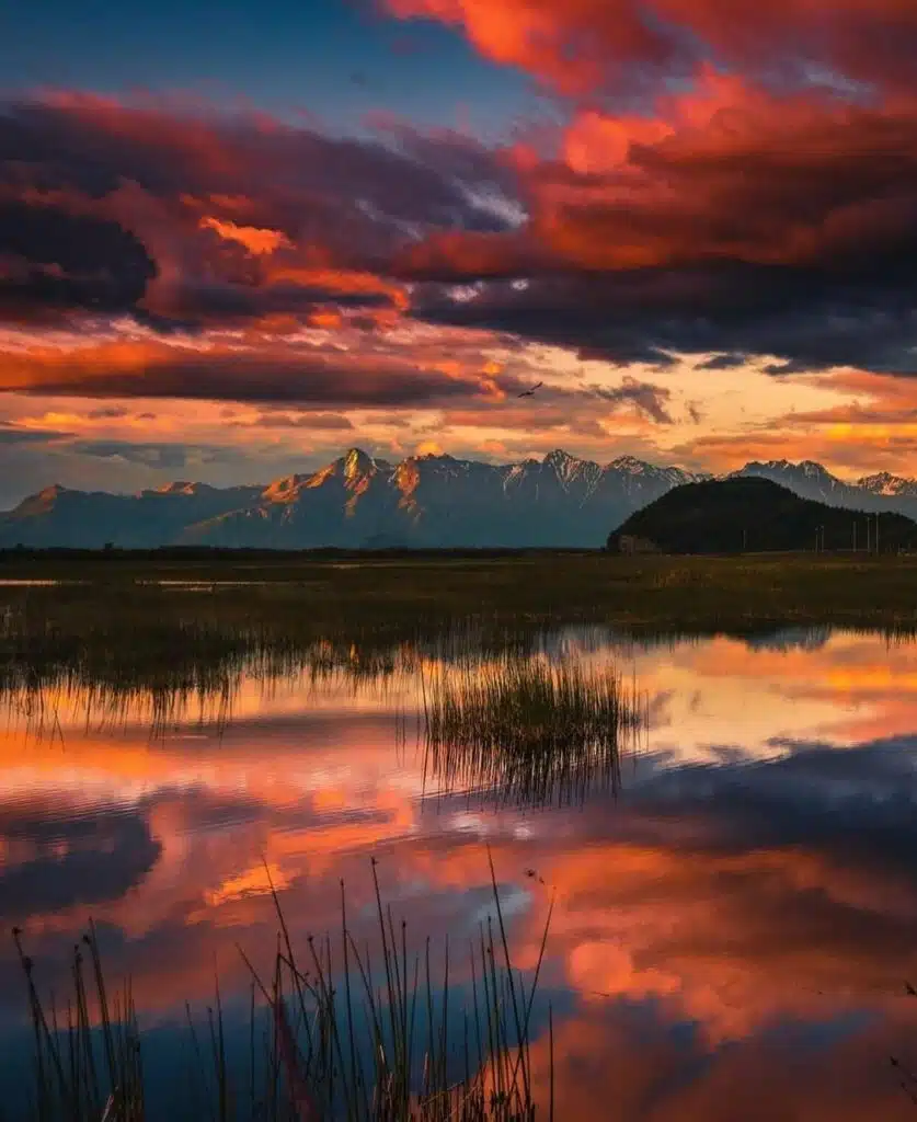 Colorful reflections near Palmer, Alaska-awaken