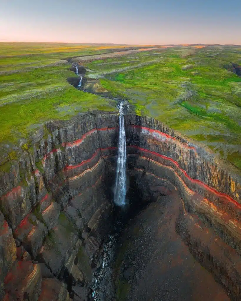 Hengifoss waterfall in Iceland-awaken