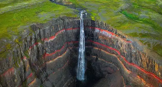 Hengifoss waterfall in Iceland-awaken