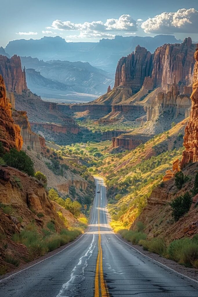 Highway in Badlands National Park, South Dakota=awaken